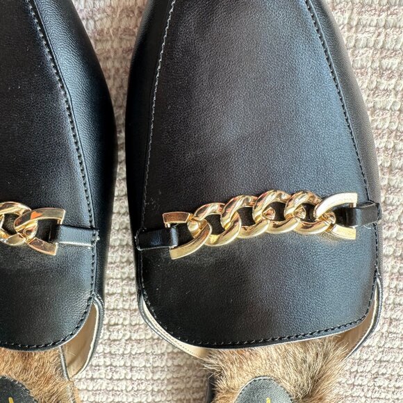 NEW Lulus Antonia 2 Black Faux Fur Loafer Slides 10 - Picture 3 of 4